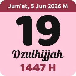 tanggal hijriyah hari ini, 2026-6-05 M, adalah 19 Dzulhijah 1447 H