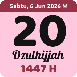 tanggal hijriyah hari ini, 2026-6-06 M, adalah 20 Dzulhijah 1447 H