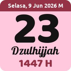 tanggal hijriyah hari ini, 2026-6-09 M, adalah 23 Dzulhijah 1447 H