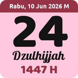 tanggal hijriyah hari ini, 2026-6-10 M, adalah 24 Dzulhijah 1447 H