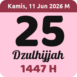 tanggal hijriyah hari ini, 2026-6-11 M, adalah 25 Dzulhijah 1447 H
