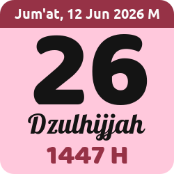 tanggal hijriyah hari ini, 2026-6-12 M, adalah 26 Dzulhijah 1447 H