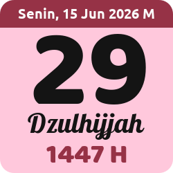 tanggal hijriyah hari ini, 2026-6-15 M, adalah 29 Dzulhijah 1447 H