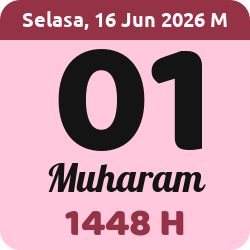 tanggal hijriyah hari ini, 2026-6-16 M, adalah 1 Muharam 1448 H
