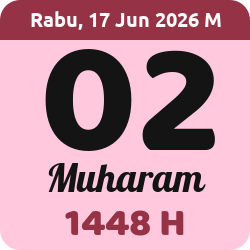 tanggal hijriyah hari ini, 2026-6-17 M, adalah 2 Muharam 1448 H
