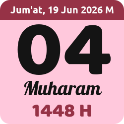 tanggal hijriyah hari ini, 2026-6-19 M, adalah 4 Muharam 1448 H