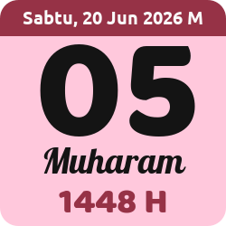 tanggal hijriyah hari ini, 2026-6-20 M, adalah 5 Muharam 1448 H