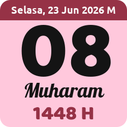 tanggal hijriyah hari ini, 2026-6-23 M, adalah 8 Muharam 1448 H