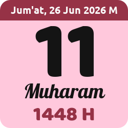 tanggal hijriyah hari ini, 2026-6-26 M, adalah 11 Muharam 1448 H