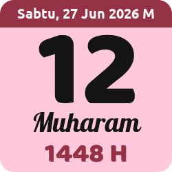 tanggal hijriyah hari ini, 2026-6-27 M, adalah 12 Muharam 1448 H