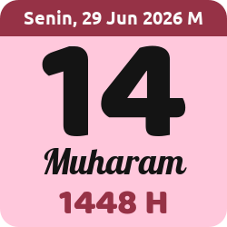 tanggal hijriyah hari ini, 2026-6-29 M, adalah 14 Muharam 1448 H