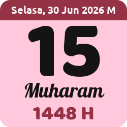 tanggal hijriyah hari ini, 2026-6-30 M, adalah 15 Muharam 1448 H