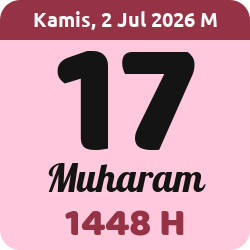 tanggal hijriyah hari ini, 2026-7-02 M, adalah 17 Muharam 1448 H