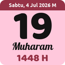 tanggal hijriyah hari ini, 2026-7-04 M, adalah 19 Muharam 1448 H