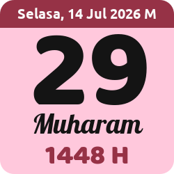 tanggal hijriyah hari ini, 2026-7-14 M, adalah 29 Muharam 1448 H