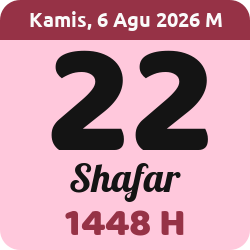 tanggal hijriyah hari ini, 2026-8-06 M, adalah 22 Shafar 1448 H