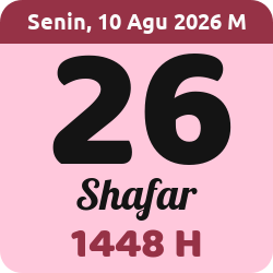 tanggal hijriyah hari ini, 2026-8-10 M, adalah 26 Shafar 1448 H
