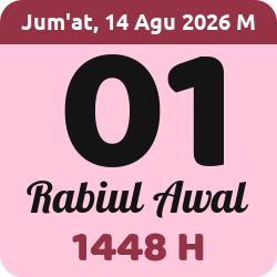 tanggal hijriyah hari ini, 2026-8-14 M, adalah 1 Rabi'ul Awal 1448 H
