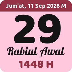 tanggal hijriyah hari ini, 2026-9-11 M, adalah 29 Rabi'ul Awal 1448 H
