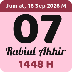 tanggal hijriyah hari ini, 2026-9-18 M, adalah 7 Rabi'ul Akhir 1448 H