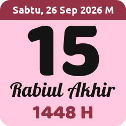 tanggal hijriyah hari ini, 2026-9-26 M, adalah 15 Rabi'ul Akhir 1448 H