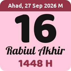 tanggal hijriyah hari ini, 2026-9-27 M, adalah 16 Rabi'ul Akhir 1448 H