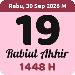 tanggal hijriyah hari ini, 2026-9-30 M, adalah 19 Rabi'ul Akhir 1448 H