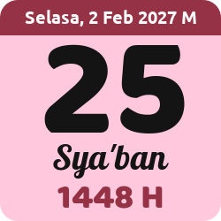 tanggal hijriyah hari ini, 2027-2-02 M, adalah 25 Sya'ban 1448 H