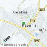 Map for location: Raseiniai, Lithuania